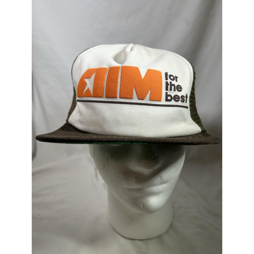 Vintage AIM For The Best Mesh Hat Cap Snapback Trucker Retro Clothing